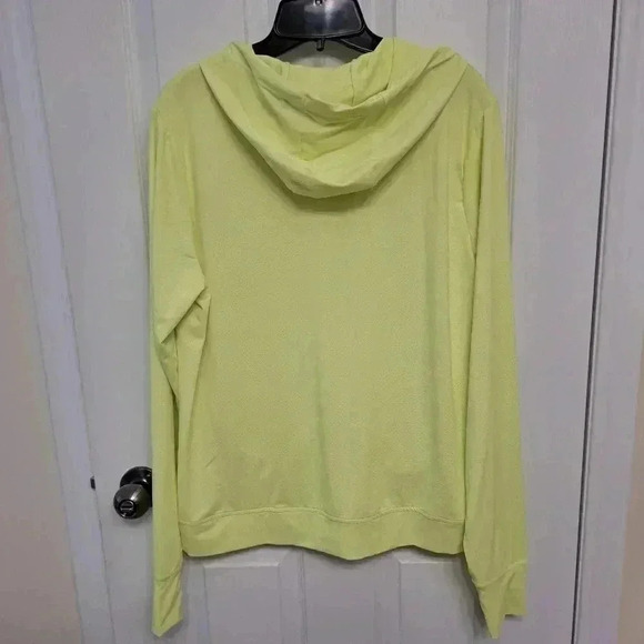 ❤️ Head Hoodie Cool Down Lightweight Large Bright Yellow Stretch Zip Active Top - Picture 12 of 15